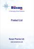 Product List Rusan Pharma Ltd.