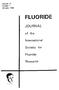 Volume 27 Number 1 January 1994 FLUORIDE JOURNAL. of the. International. Society for. Fluoride. Research
