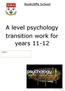 A level psychology transition work for years 11-12