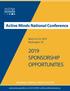 2019 SPONSORSHIP OPPORTUNITIES. Active Minds National Conference. March 22-23, 2019 Washington, DC BUILDING A MENTAL HEALTH CULTURE
