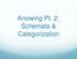 Knowing Pt. 2: Schemata & Categorization