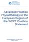 Advanced Practice Physiotherapy in the European Region of the WCPT Position Statement