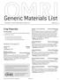 Generic Materials List
