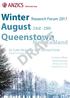 DRAFT. Winter Research Forum 2017 August 23rd - 25th Queenstown. New Zealand. Dr Colin McArthur & Dr Rachael Parke Forum Convenors