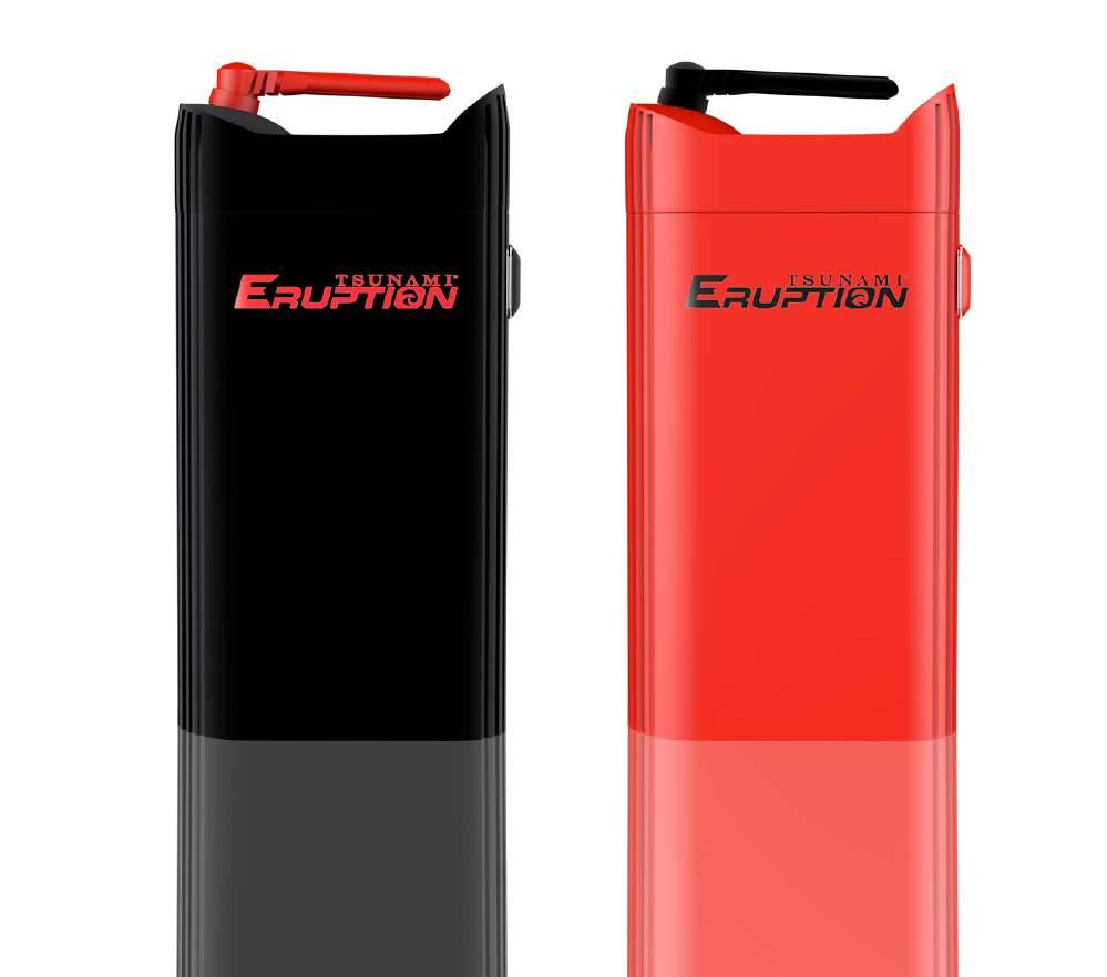 ERUPTION AIR HEATING TECHNOLOGY ERUPTION 3 IN 1 VAPORIZER KIT 32 The Tsunami Eruption has a 2200 mah battery, can be used for dry herb, liquid or oil and utilizes a
