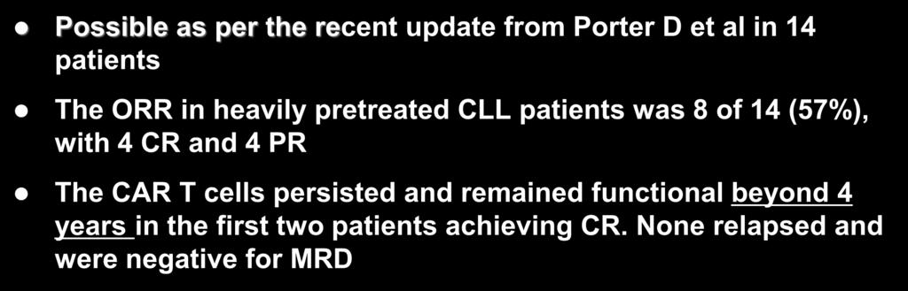 Will CAR-T cells therapy lead the way in CLL?