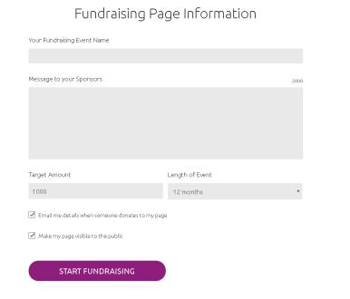visible then click Start Fundraising and a URL will be emailed to you.
