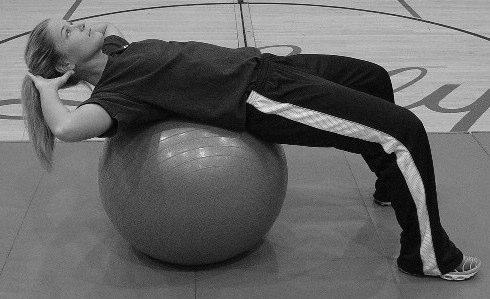 Crunch Stability Ball Alternating Medicine Ball Crunch Lie supine on ball.