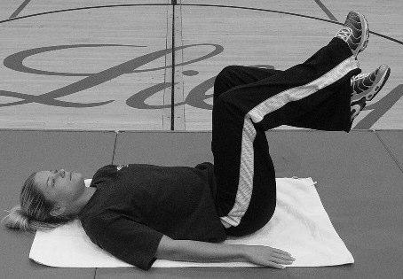 Lift feet off floor until knees are at 90 degree angle.