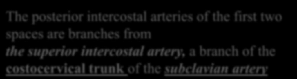 The anterior intercostal arteries of the lower spaces are branches of THE MUSCULOPHRENIC