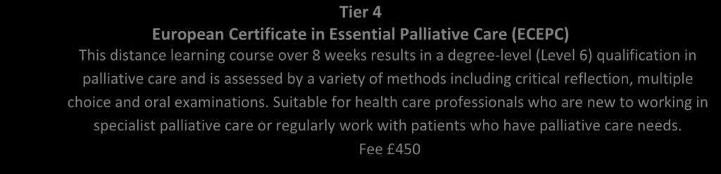Suitable for qualified health care professionals who have regular contact with patients with palliative care needs.