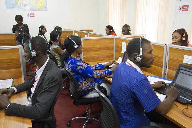 Guinea call center, managed by CDC Foundation partner