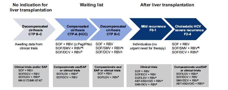 Therapeutic approaches of HCV infection in 3 different patient