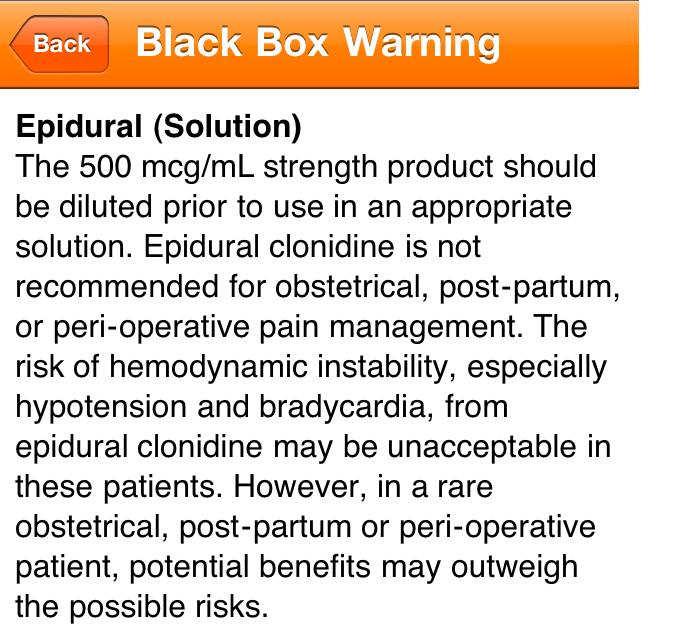 Epidural Clonidine Epidural Clonidine Indications and Usage Duraclon is indicated in combination with opiates for the treatment of severe pain in cancer patients that is not adequately relieved by