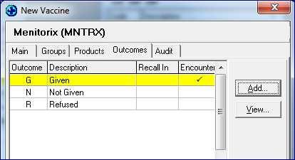 existing expiry date details) 4. The Outcome Tab will be filled in automatically with the default outcome responses. 5.