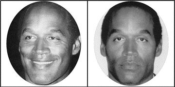 Fig. 4. Example of two original gray level images of a famous person (O. J. Simpson). illustrating differences in expression and pose used in the face verification task of Exp. II.