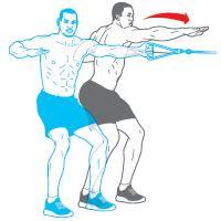 Superset 2 Dumbbell Snatch Assume an athletic position (knees bent, hips back), holding a dumbbell in one hand below your knees.