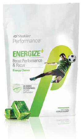 ENDURANCE BEFORE YOUR WORKOUT ENERGIZE+ Energy Chews Provide a clean burst of energy to help you get that extra edge when you need it most.