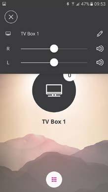 Listening to the TV (requires TV Adapter 3.0) A Select program Touch the black program indicator to open the program selector (). Select the TV program ().