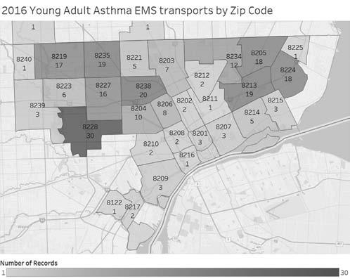 412 Geographic and Treatment Analysis of Emerging Adult Asthmatic Patients Utilizing the City Emergency Medical Services System in a Large Impoverished Urban Area Olsen E, Brennan E, Foster B, Foley