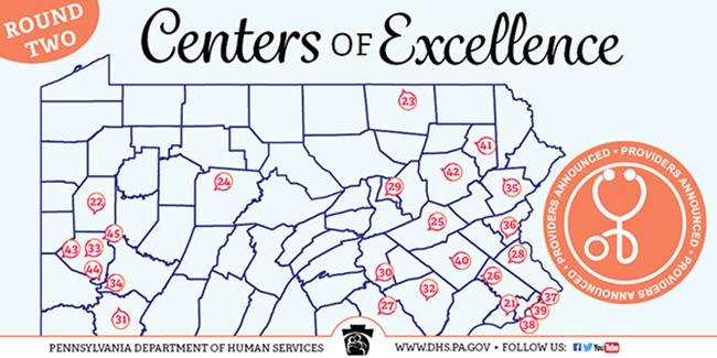 PA OUD Centers of Excellence 33. Magee-Womens Hospital of UPMC 43.