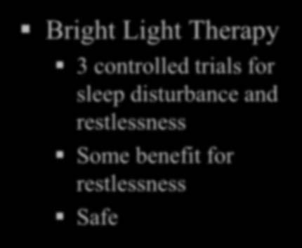 and restlessness Some benefit for restlessness Safe Ballard CG, et al.