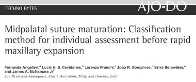 Classification of the midpalatal suture maturation CONCLUSIONS 213;144:759-69 The classification of midpalatal sutural fusion using CBCT is a reliable clinical method for individual assessment of