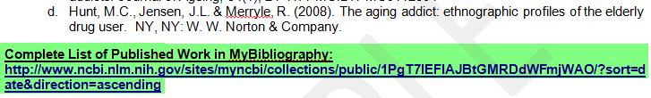 Section C: Contributions to Science: URL to Published Works Instructions NOTE: Per NIH: URL is