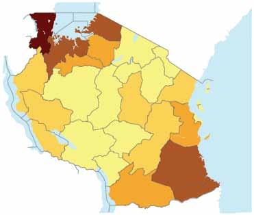 2007 Prevalence of Malaria in Children 6 59 months, 2007/8 2011 Prevalence of Malaria in Children 6 59 months, 2011/12 Kagera 41. Geita 29.5% Mwanza 31.4% Shinyanga 29.5% Mara 30.3% Simiyu 29.