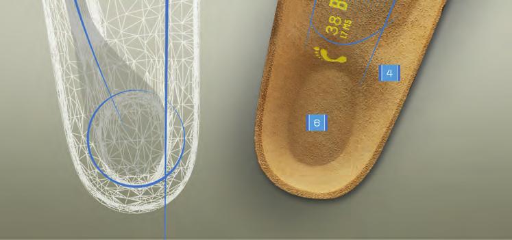 when walking. Heel cup 6 The deep heel cup gives the foot a secure hold and supports the natural tissues.