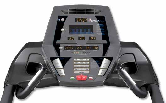 The console features motivational programming from Heart Rate to a Fit Test program using the Gerkin