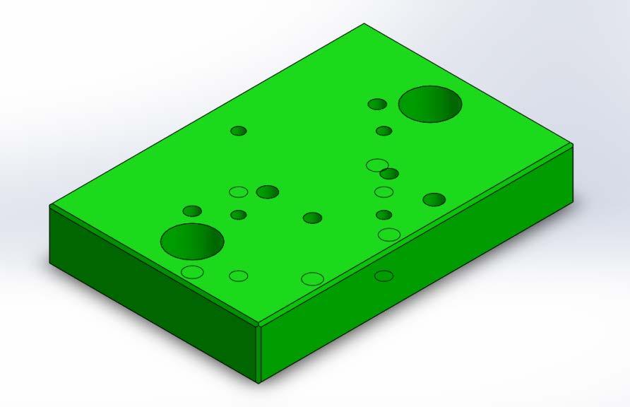 Sele 4.2.2. Matriitsi CAD mudel Peale matriitsi konstrueeriti ülemine plaat, mille külge ülemine matriits kinnitub, ning mis omakorda kinnitub sabaga pressi külge.