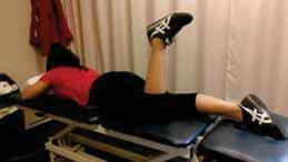 Prone bent knee hip extension: Patient is instructed to lie on stomach with