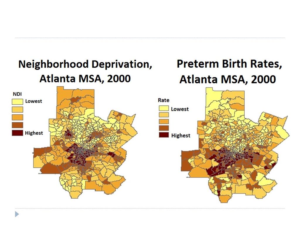 Motivation for a new study design: These two maps show the 10-county Atlanta, GA metropolitan area.