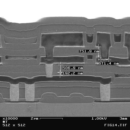 Lecture 180 CMOS Technology (10/20/01) Page 180-13 Scanning Electron Microscope of a MOSFET Cross-section Aluminim Vias Tungsten Plugs Metal 3 Transistors Fig.