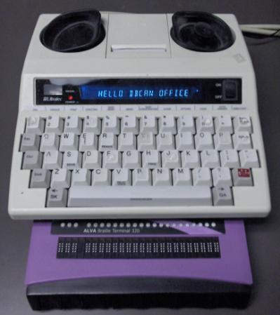 and works for Deaf people with low vision TTY with LVD Telebraille (TB) - TTY with