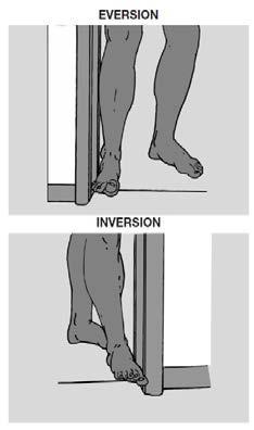 EVERSION AND INVERSION ISOMETRICS Eversion Stand and place the outside of the injured foot against a table leg or door jamb.
