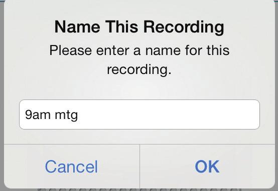 Simply tap on the Record button and all audio collected by your ios device will be recorded until the Record button is tapped again. At that point, you will be prompted to name that recording.