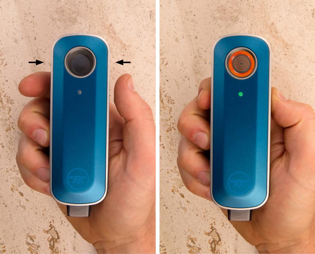 USING CONCENTRATES 8 VAPING CONCENTRATES Touch and glow. Place fingers on both touch sensors to start heating. IMPORTANT: Place fingers lightly on touch sensors (as if you are tapping a smart-phone).