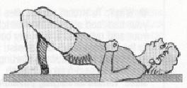 Repeat 8 times at first and buil up to 20 repetitions. Hip Lift Strengthens the buttock muscles.
