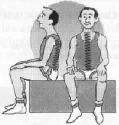 Hold for 5 seconds, do 8 times. Switch legs. Starting Position Sit in a chair with your feet flat on the floor.