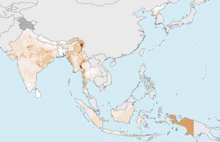 Annex 2 F. Regional profile: South-East Asia Region 1.4 billion people at risk for malaria in 215 237 million at high risk Funding for malaria decreased from US$ 17 million to US$ 92 million A.