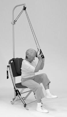 Overhead Cable Resisted Obliques - Phase Two 1. Adjust saddle so that you can hold cables with arms extended overhead. () 2. Sit upright toward front of chair 3.