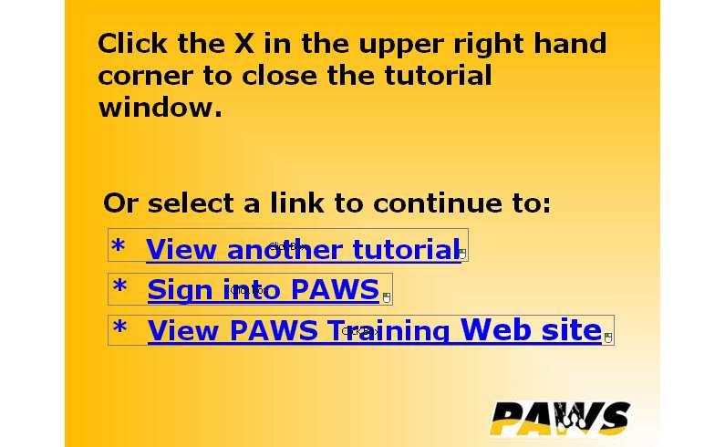 Slide 65 Text Captions: Click the X in the upper right hand corner to close the tutorial window.