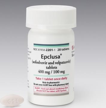 Epclusa Fixed-dose combination of sofosbuvir (NS5B inhibitor) and velpatasvir (NS5A inhibitor) Approved June 28, 2016 for chronic HCV genotypes 1, 2, 3, 4, 5, or 6