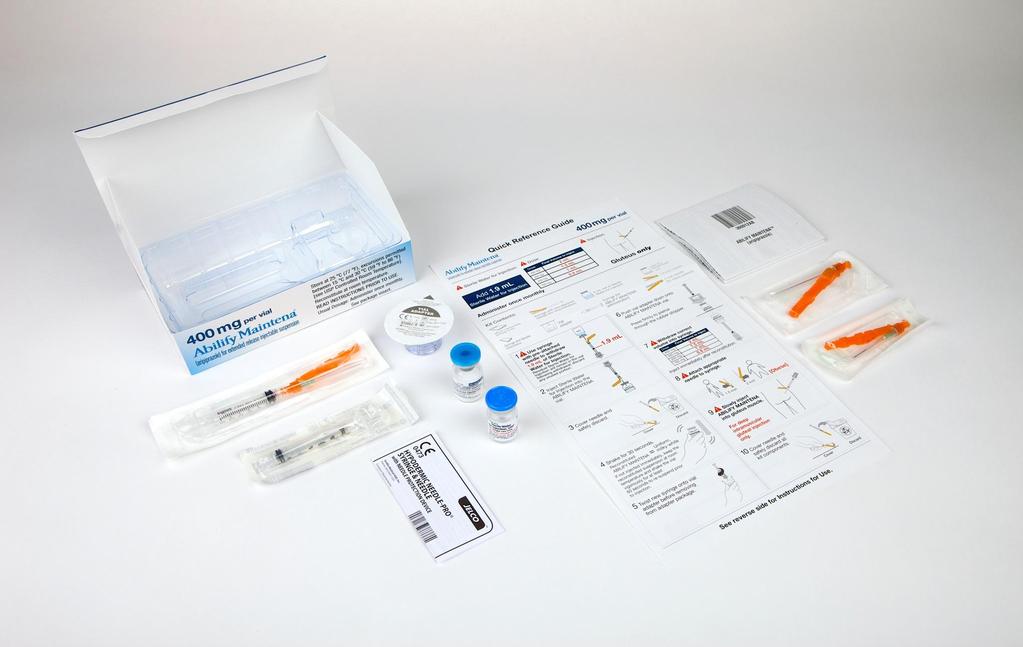 Abilify Maintena Kit 21 Vial adapter 5mL vial sterile water PI 21G 1.5 inch needle 21G 2.