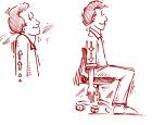 Shoulder Shrug: - Sit in the chair with your back straight against the backrest. - Let your head relax. - Squeeze your shoulders up to your ears.