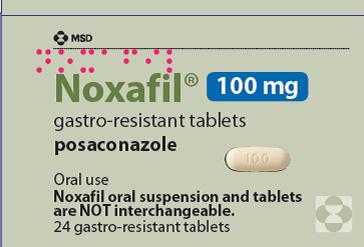 Case studies of ADRs relating to medication errors identified post-marketing Noxafil (posaconazole) Noxafil indicated in treatment of fungal infections, available as 100mg oral tablet and 40 mg/ml