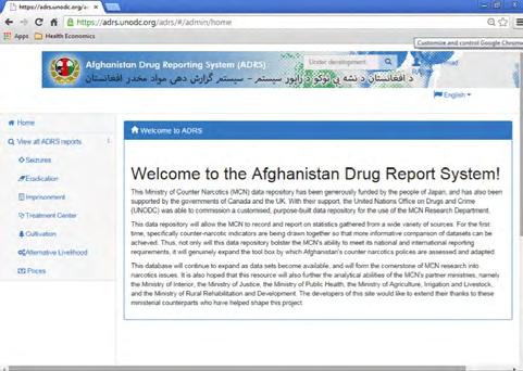 1. DRUG SUPPLY & SUPPLY REDUCTION The Afghanistan Drug Reporting System (ADRS) Afghan National Drug Action Plan 2019-2015 Launched in June 2015 by H.E. Ms.