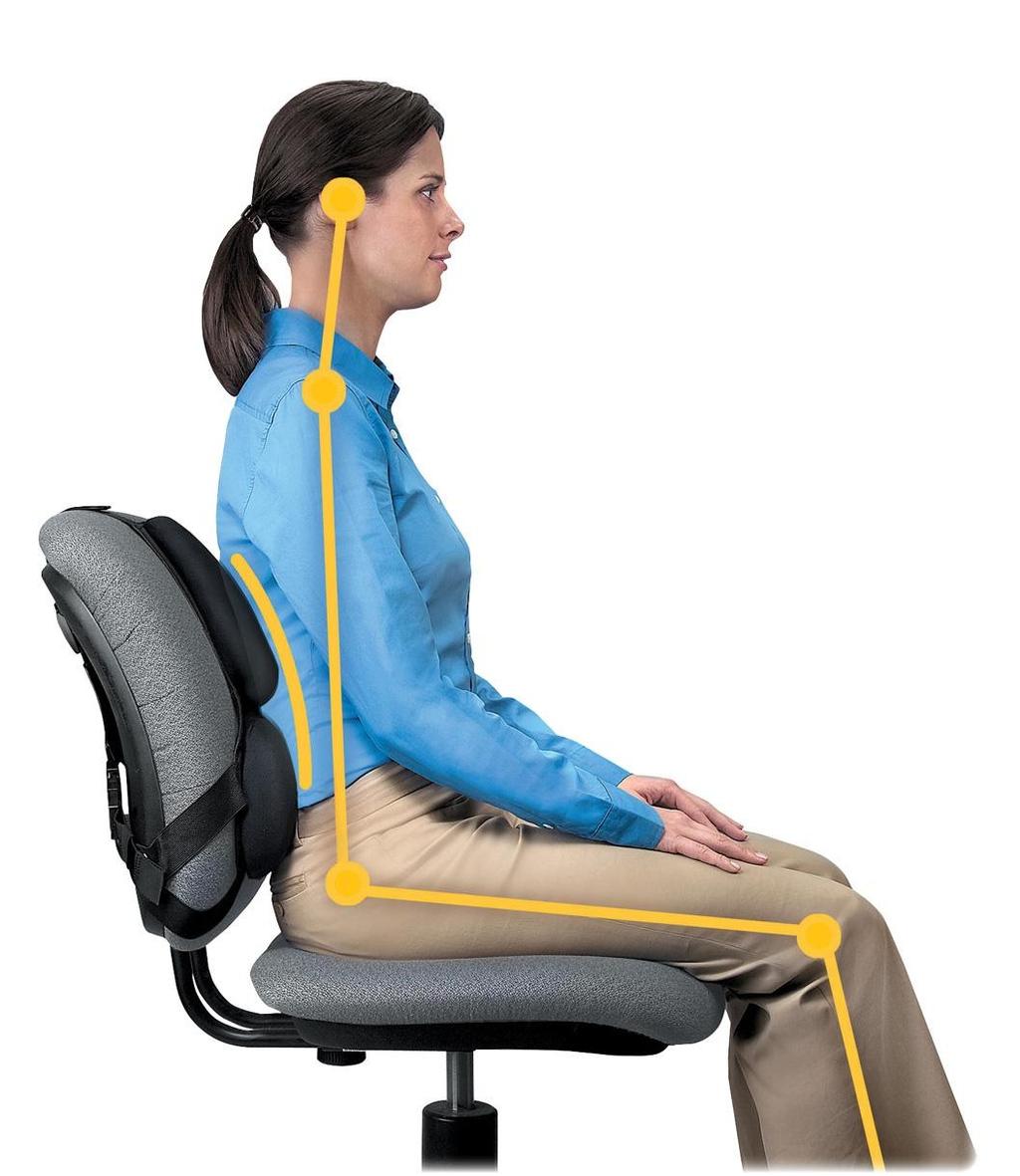 Memory Foam Back Support Mid-spinal support with memory foam cushion promotes good posture